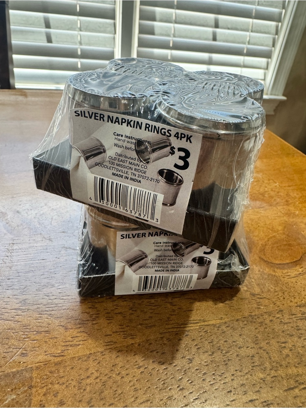 Two Packs of New Silver Tone Napkin Rings, 8 Rings